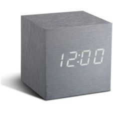 Radio réveil Gingko Cube Click Clock – LED Aluminium / Blanc