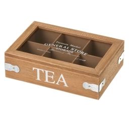 Boîte à thé bois 6 compartiments