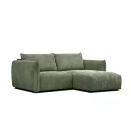 Canapé d’angle droit 3 places tissu vert