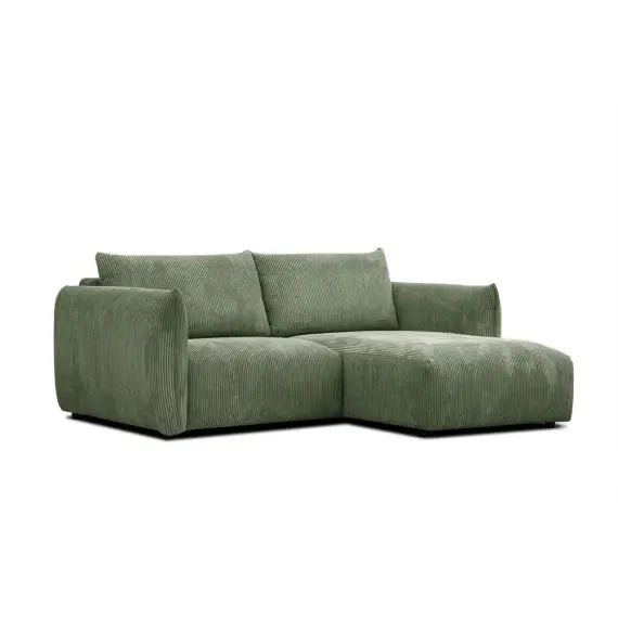 Canapé d&rsquo;angle droit 3 places tissu vert