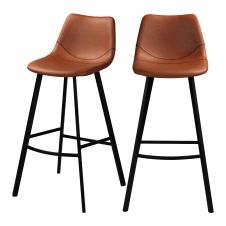Chaise de bar 80 cm en cuir synthétique marron (lot de 2)