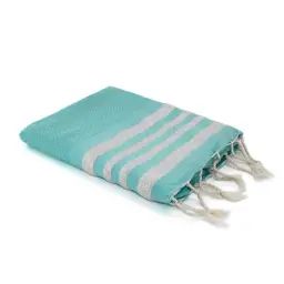 Fouta en coton 100×200 Vert turquoise et argent