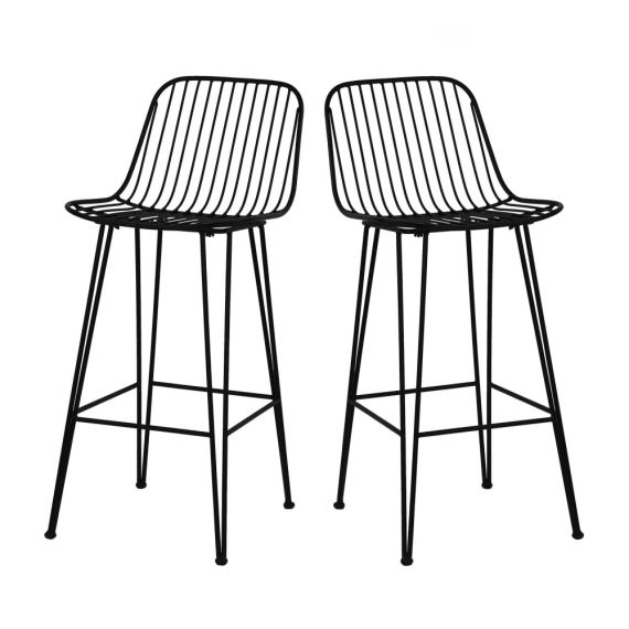 Lot de 2 chaises de bar design en métal 67cm noir