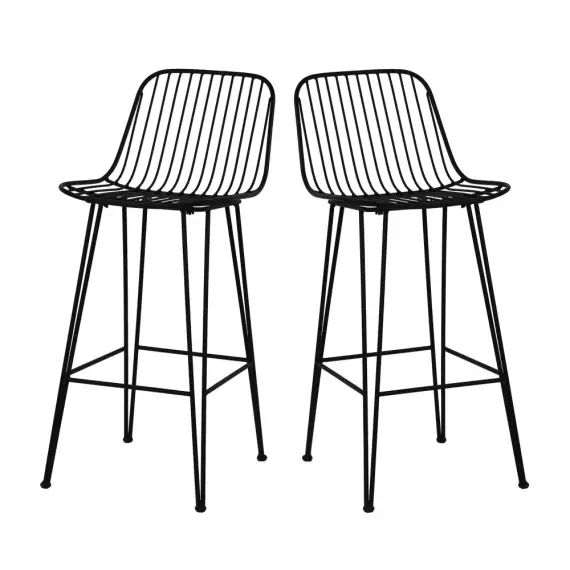 Lot de 2 chaises de bar design en métal 67cm noir