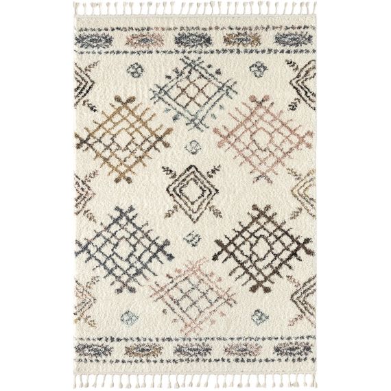 Tapis salon berbere crème 200×290 à motifs