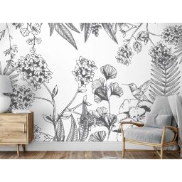 Papier peint panoramique adhésif orée du bois gris foncé 3m50x2m50