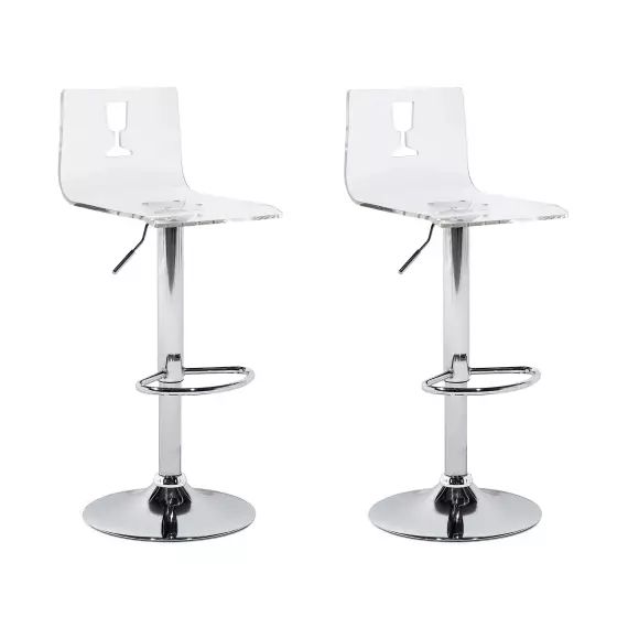 Set de 2 chaises de bar transparentes blanches