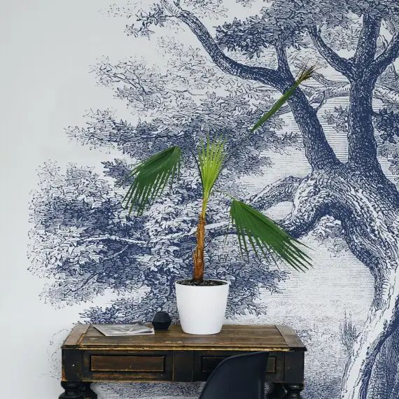 Papier peint panoramique motif imprimé Bleu marine 288x270cm