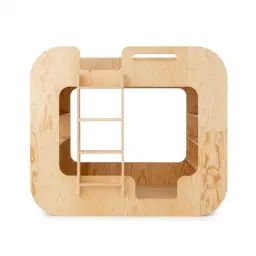 Lit superposé 90×200 échelle à gauche sommier inclus naturel