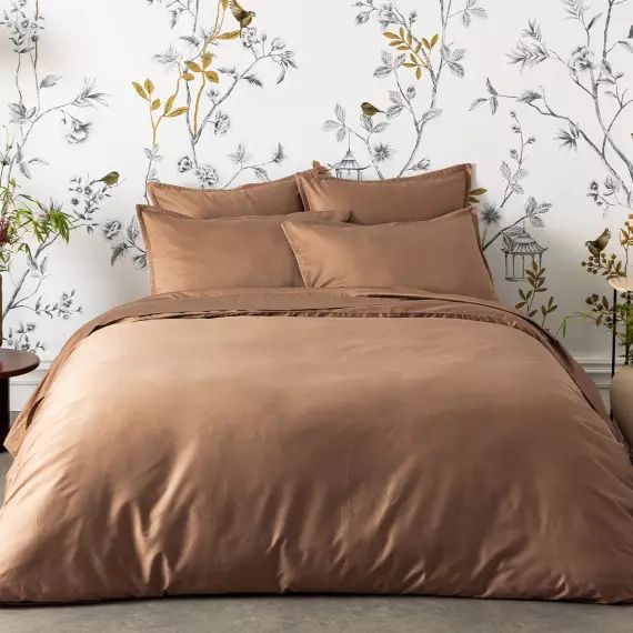 Parure de lit en satin de coton bio Marron 240×220 cm