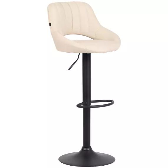 Tabouret de bar en tissu ajustable pivotant tissu Crème