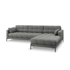 Canapé d’angle 5 places en tissu structuré gris