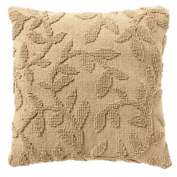 Housse de coussin beige en coton-45×45 cm avec motif fleuri