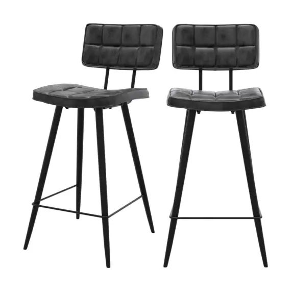 Chaise de bar mi-hauteur 65 cm capitonnée noire (x2)