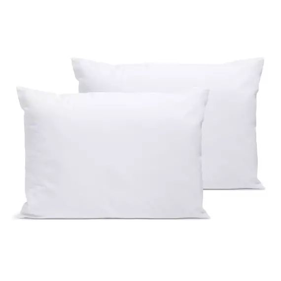 Lot de 2 taies d&rsquo;oreiller unies en percale de coton blanc 50x75cm