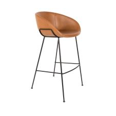 Chaise de bar simili cuir marron H76