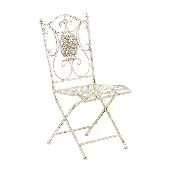 Chaise de jardin pliable en métal Crème antique