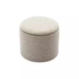 Pouf blanc en tissu avec rangement plaids, coussins