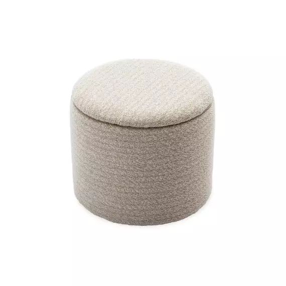 Pouf blanc en tissu avec rangement plaids, coussins