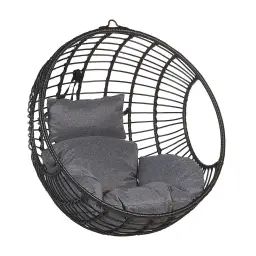 Fauteuil suspendu en rotin noir