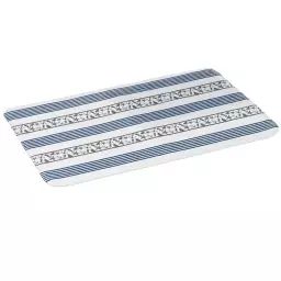 Tapis de bain microfibre bleu et blanc coquillages 45x70cm