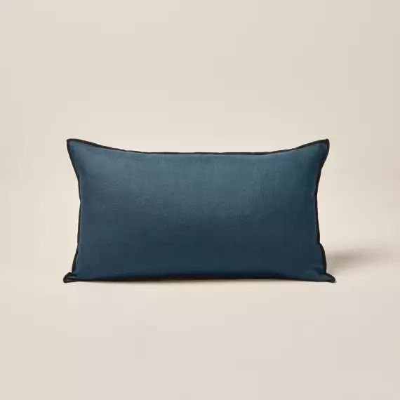 Housse de coussin CARLINA pétrole et bourdon noir – BLEU