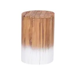 Table de chevet en bois clair et blanc