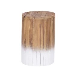 Table de chevet en bois clair et blanc