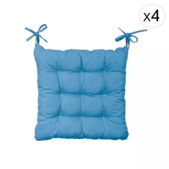 Lot de 4 Galettes de chaise en polyester 40 x 40 cm bleu petrole