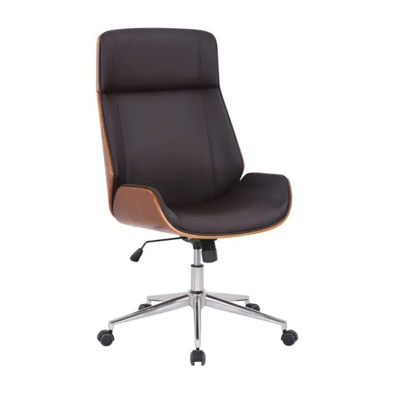 Chaise de bureau réglable en similicuir Noyer / Marron