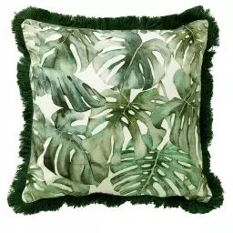Coussin – vert en velours 45×45 cm avec motif fleuri