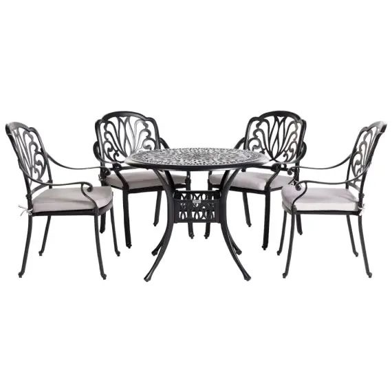 Set de salle à manger 4 personnes en aluminium noir