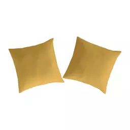 2 Taies d’oreiller en percale de coton 80×80 cm moutarde