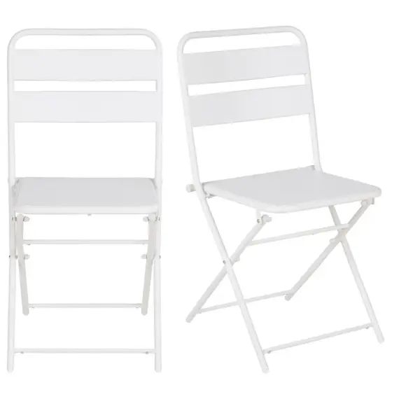 Chaise pliante en métal blanc x2)
