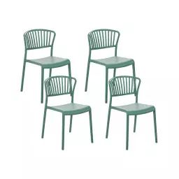 Lot de 4 chaises de jardin vertes