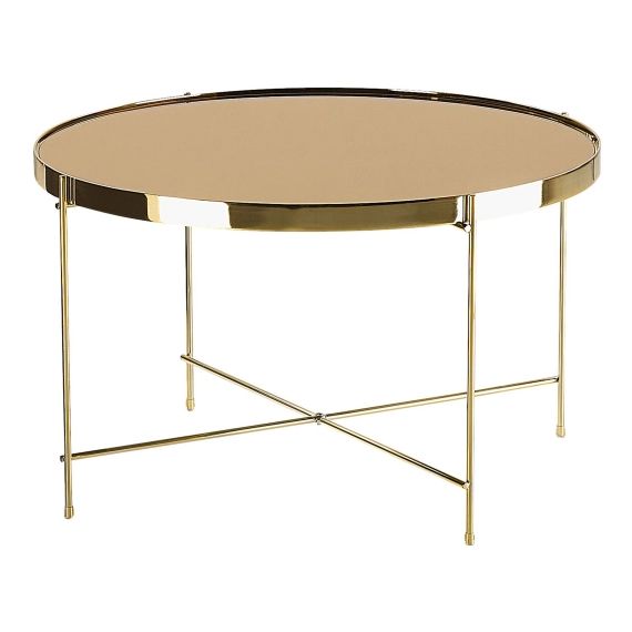 Table basse marron et dorée ronde ⌀ 63 cm