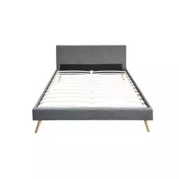 Cadre de lit avec sommier à lattes – Gris foncé – Largeur 160 cm