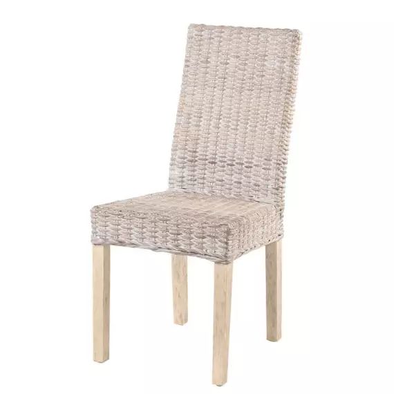 Chaise en rotin tressé blanc