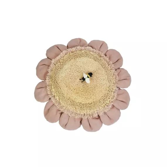 Coussin de sol pink daisy couverture en coton en rose Ø 70 cm