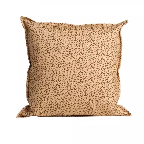 Housse de coussin en coton imprimé léopard beige 50×50