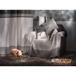 TANGER – Rideau ajustable 100% coton noir et blanc 140 x 290 à 320