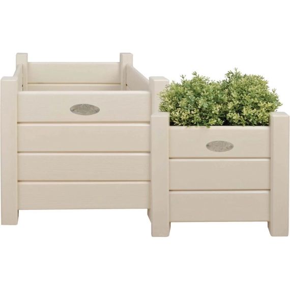 Bacs à fleurs carrés en pin (lot de 2) blanc