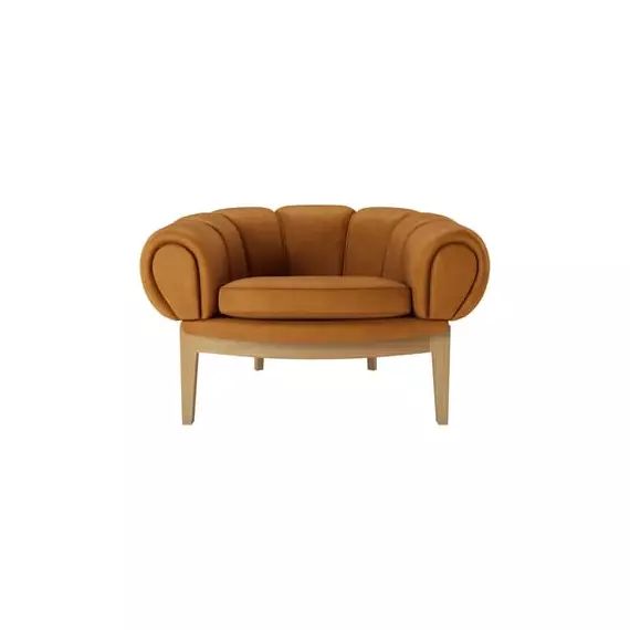 Fauteuil rembourré Croissant en Cuir – Couleur Marron – 99 x 98.65 x 67 cm – Designer Illum Wikkelsø