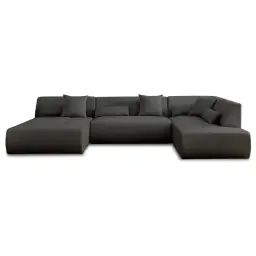 Canapé modulable 7 places angle droit en tissu gris foncé