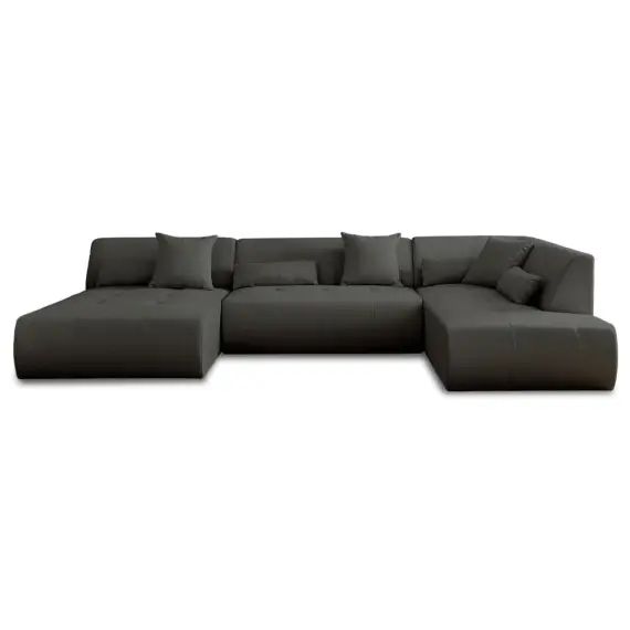 Canapé modulable 7 places angle droit en tissu gris foncé