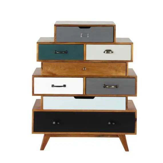 Semainier vintage en manguier massif multicolore Picadilly