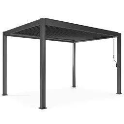 Tonnelle bioclimatique autoportée gris 3 x 4 x 2.5 m