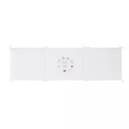 Tour de lit bébé blanc avec broderie multicolore 180×52 cm
