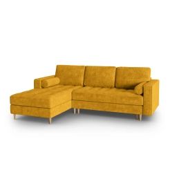 Canapé d’angle 5 places en tissu structuré jaune
