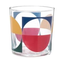 Gobelet en verre avec motif graphigue multicolore